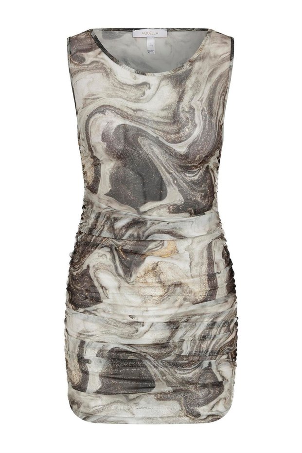Halter Neck Gather Detailed Glitter Patterned Tulle Dress