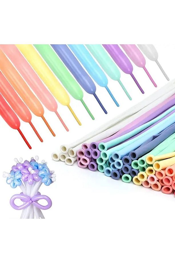 Sosis Balon PASTEL MAKERON renkler 10 adet - 5