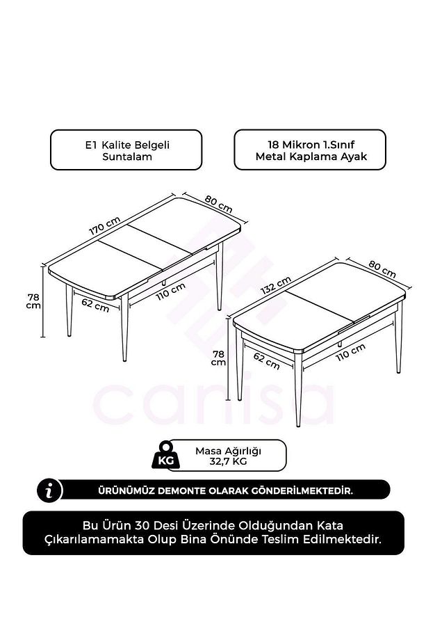 Edaf Serisi 80x132 Açılabilir Beyaz Masa Krom Ayak Mutfak Masası - 3
