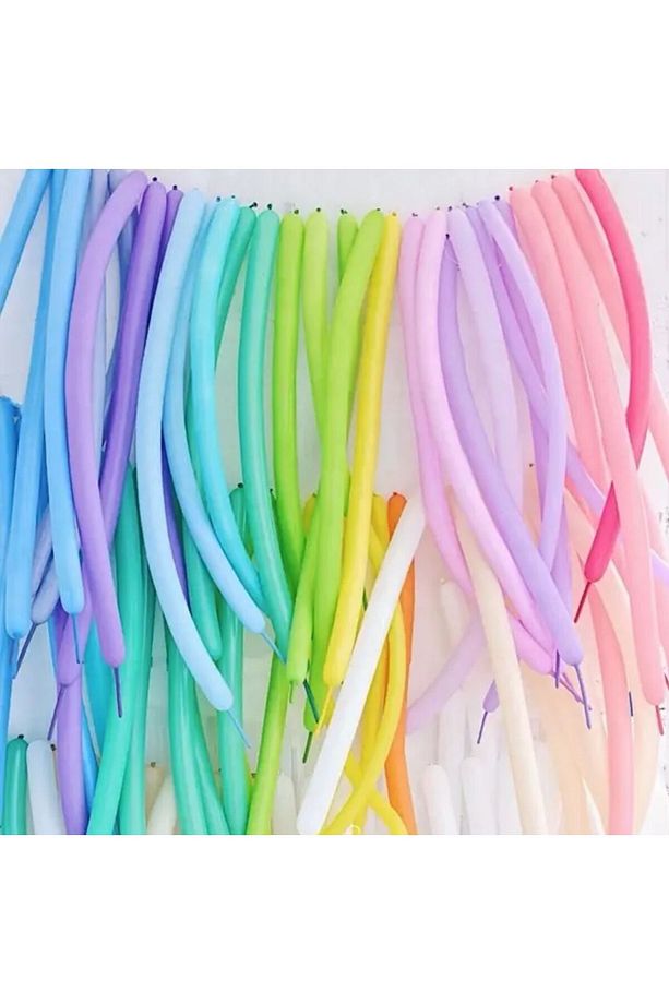 Sosis Balon PASTEL MAKERON renkler 10 adet - 1