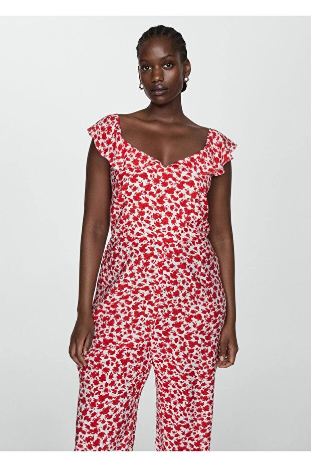 Çiçek desenli uzun tulum - 6