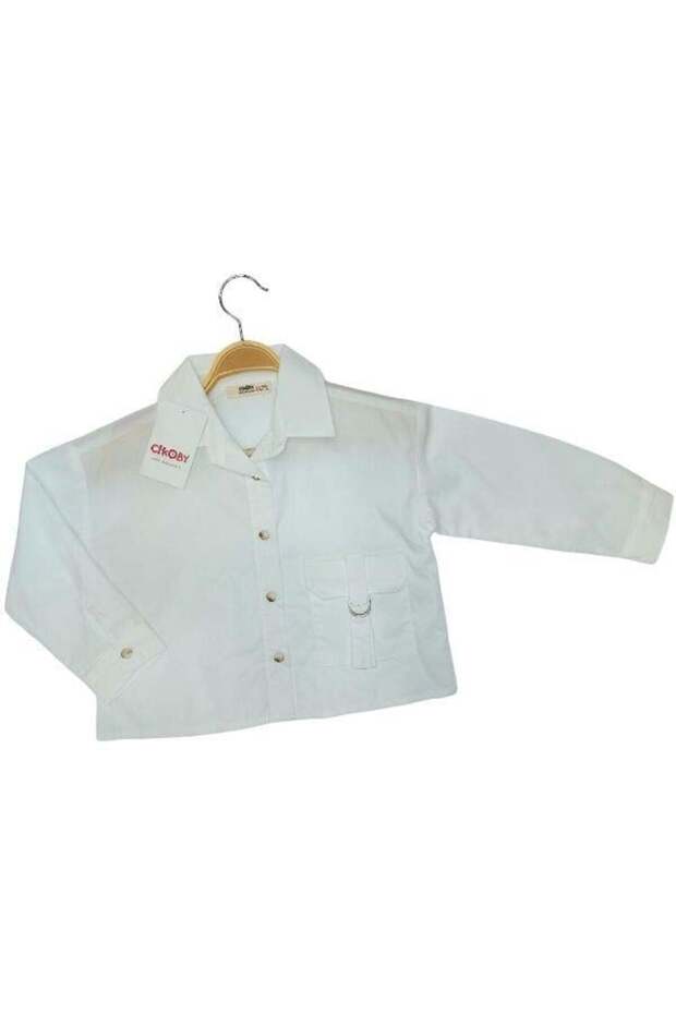 Devojčina košulja u boji krem Tkano - 1