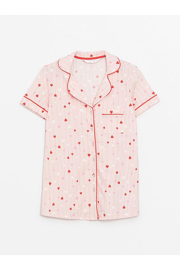 Gömlek Yaka Desenli Kısa Kollu Hamile Pijama Takımı - 7