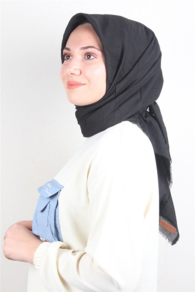 Bambu Kraşlı Eşarp 3081-15 Siyah - 1