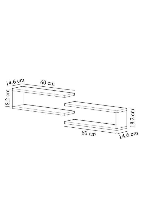 Ava 2'li Beyaz MDF Uçan Duvar Rafı - 4