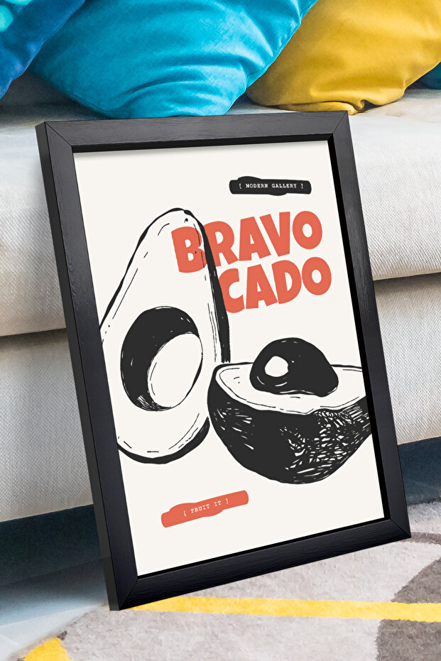 Bravo Cado Avocado - Natural Wooden Framed Fruits Poster, Natural Frame Color - 4