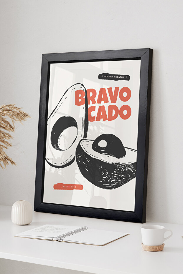 Bravo Cado Avocado - Natural Wooden Framed Fruits Poster, Natural Frame Color - 2