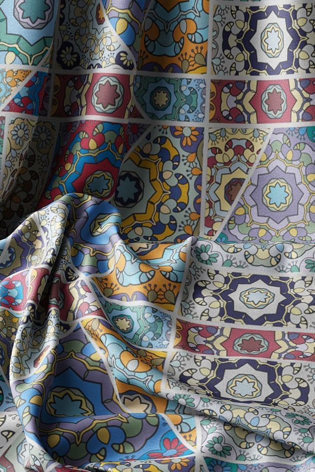 Mosque Tiles 3 Desenli Dijital Baskılı Kumaş Süetimsi Doku En 155cm Kms-18 - 1