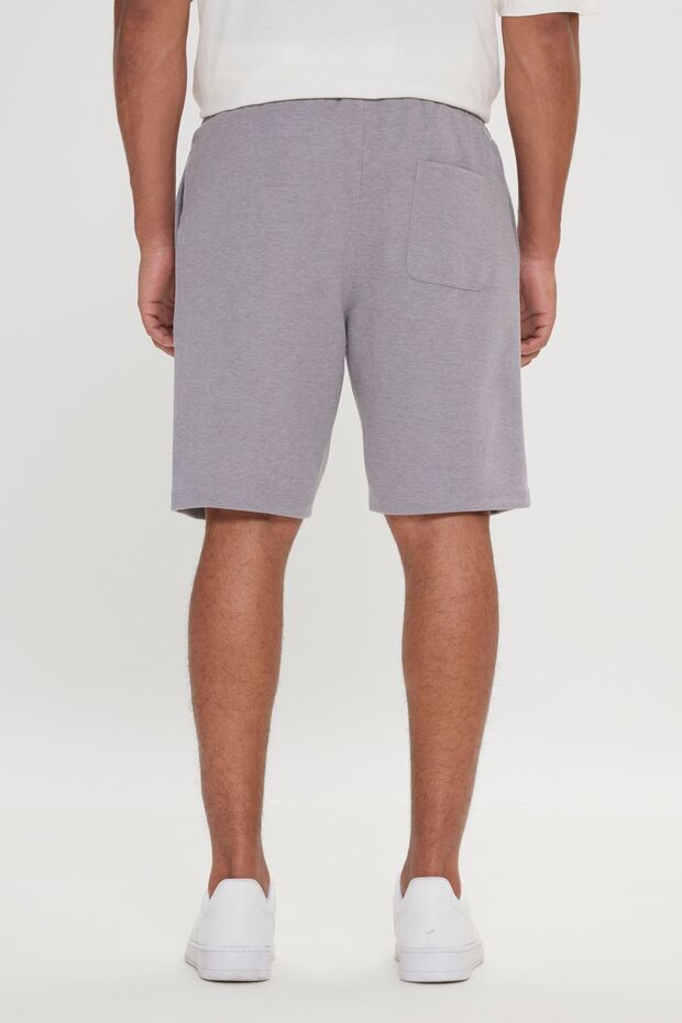 Erkek Gri Melanj Standart Fit Normal Kesim Cepli Rahat Örme Şort - 5