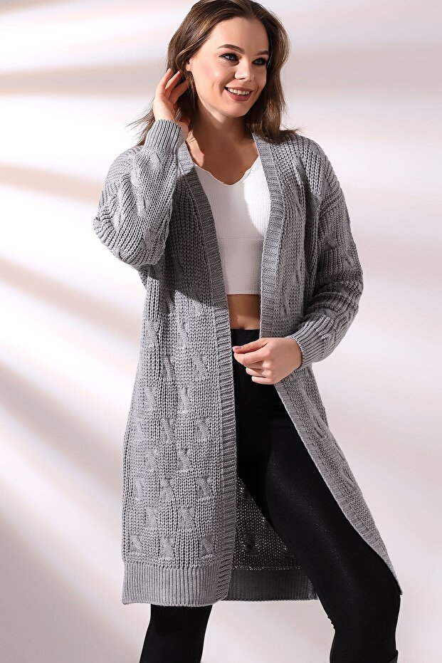 Kadın Uzun Triko Hırka - 3