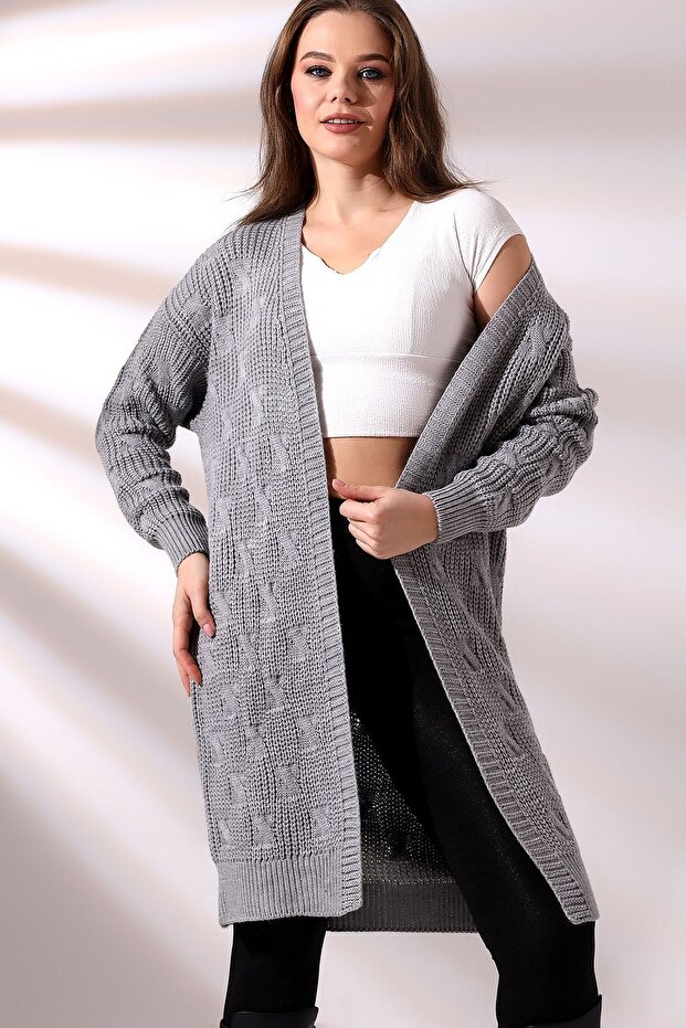 Kadın Uzun Triko Hırka - 5