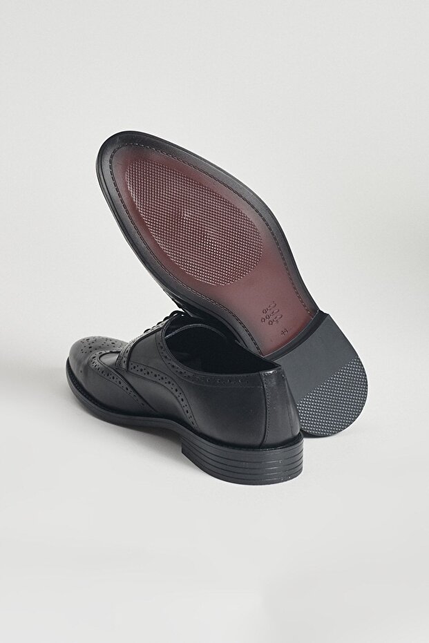 Erkek Siyah %100 Hakiki Deri Klasik Ayakkabı - 5