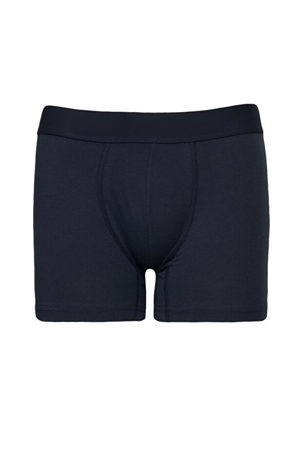 Erkek Premium Pamuklu Beyaz-lacivert 3lü Esnek Boxer Paketi (Damat Bohçası) Çeyiz Seti - 3