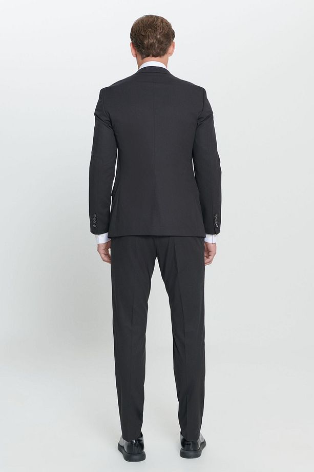 Erkek Siyah Slim Fit Dar Kesim Mono Yaka Takım Elbise - 7