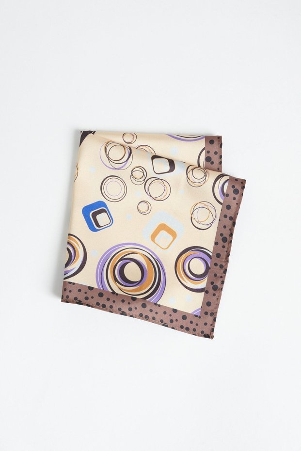 Beige Patterned Men's Handkerchief