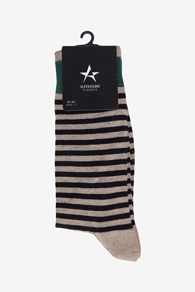 Men's Coffee-Black Patterned Bamboo Socket Socks