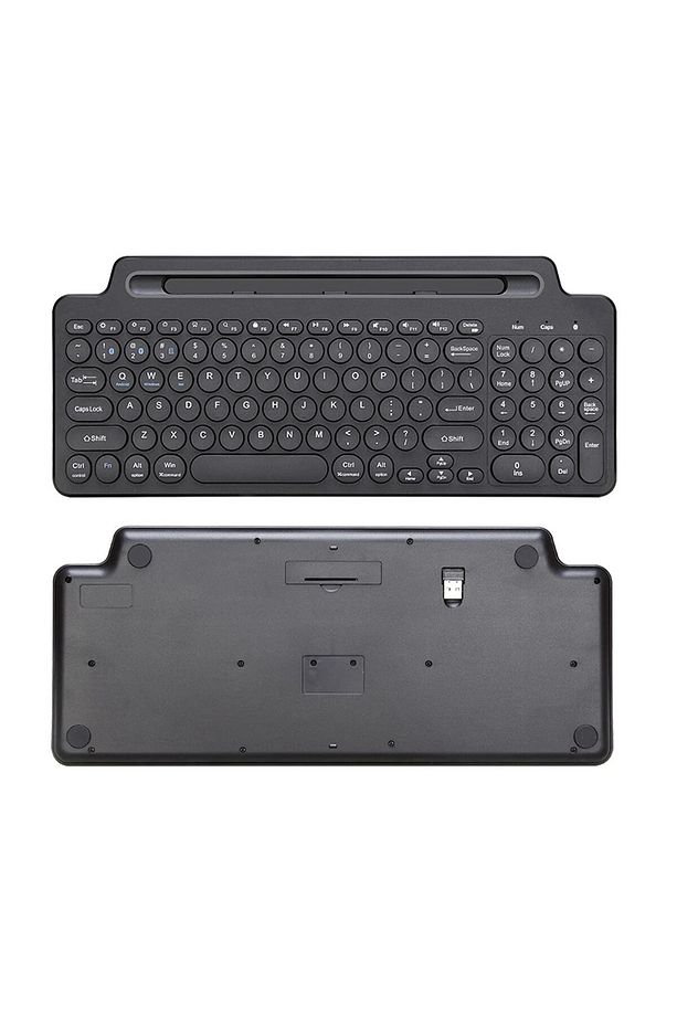 Bluetooth Klavye +2.4Ghz Kablosuz Kendinden Standlı Tablet Telefon Tv PC Android IOS Windows Numerik - 6