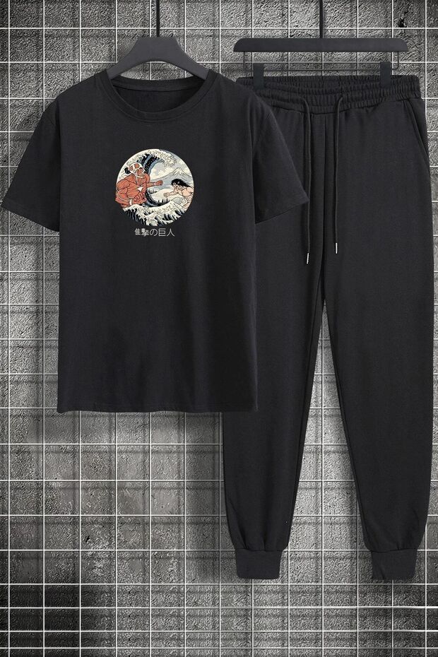 Unisex Kanagawa Oki Nami Ura Printed 2-Piece Tracksuit Set