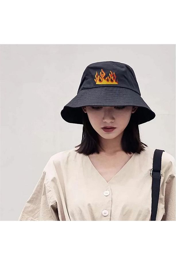 Flame Siyah Bucket Şapka - 1