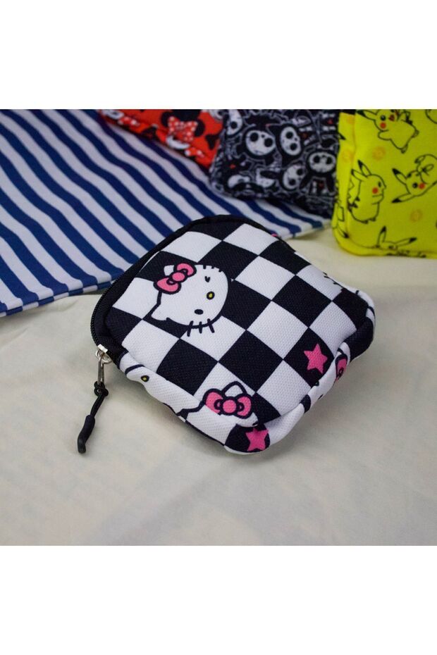 Checkered Star Hello Kitty Face Collage Makeup Bag