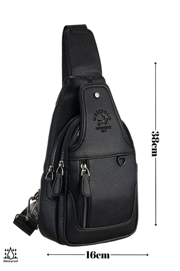 Unisex Waterproof Sports Crossbody Adjustable Strap Lined Hand Chest and Shoulder Bag 5 Compartments