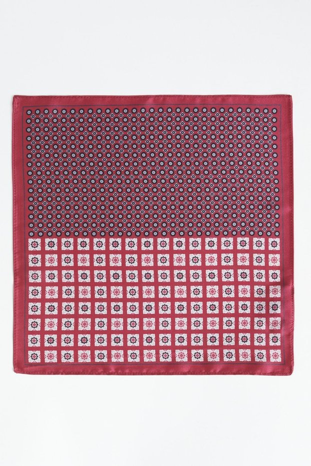 Claret Red Patterned Men's Handkerchief