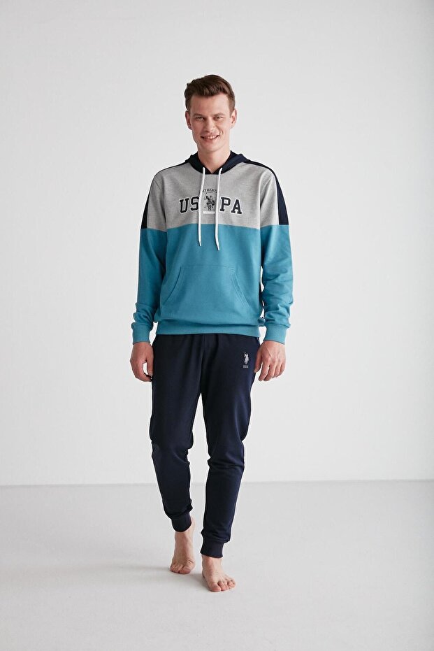 - Men's Turquoise Hooded Pajama Set