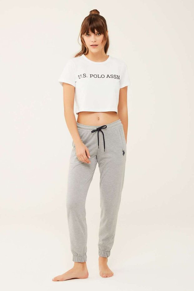 Women's Cotton Elastic Leg Gray Melange Pajama Bottoms