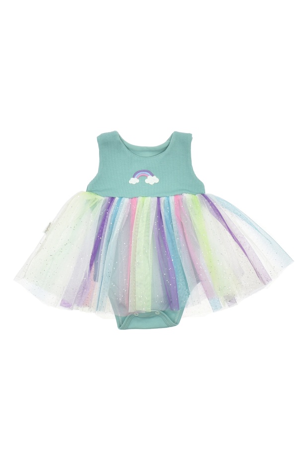 Cotton Baby Bodysuit with Bottom Snap Tutu Skirt