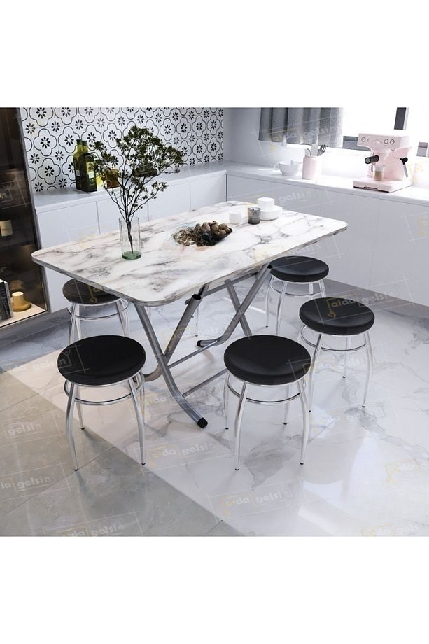Krom Tabure Mutfak Balkon Teras 6 Adet - 1