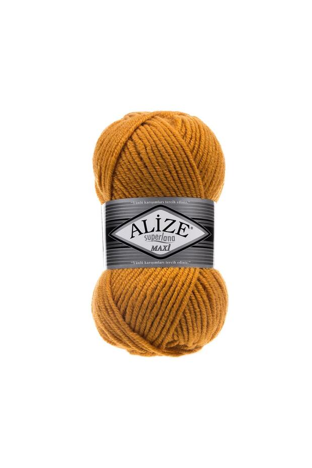 5 Pieces of Alize Superlana Maxi Hand Knitting Yarn - 02 Mustard