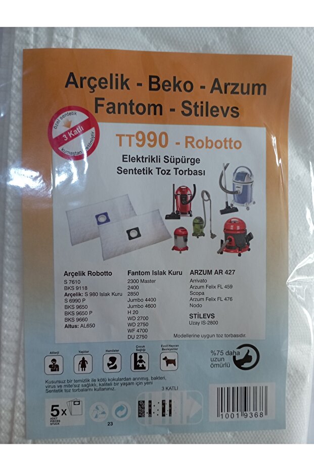 كيس غبار من القماش Tt990-robotto 5 قطع (عبوة واحدة)