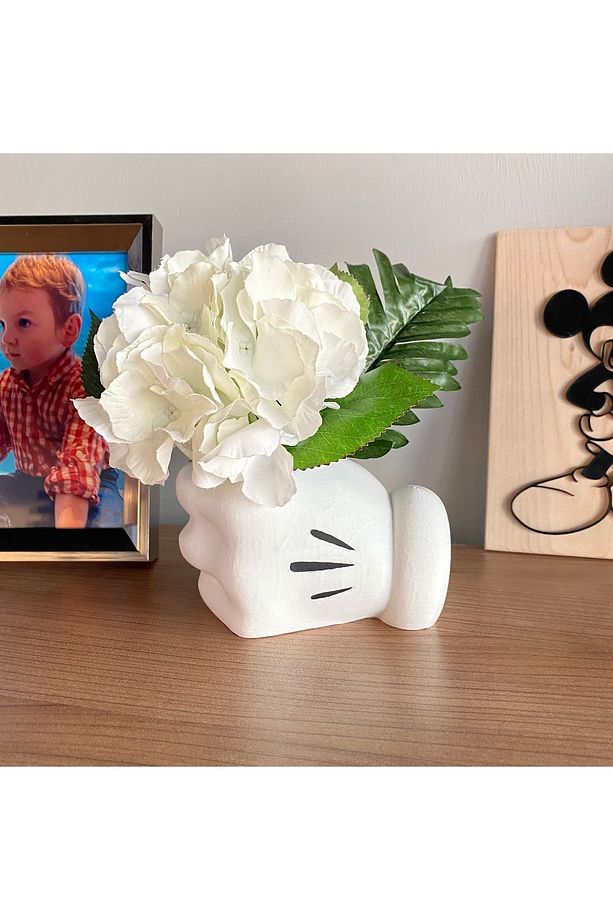 Mickey Mouse El Şeklinde Kalemlik Dekoratif Çok Amaçlı Kullanılabilir Saksı ve Fırçalık Organizer - 5