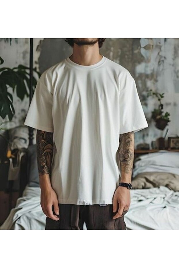 TRIUC BĂRBAȚI ALB SOLID OVERSIZE - 1