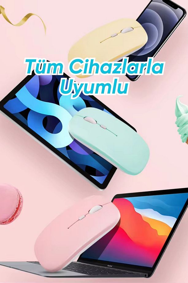 Kablosuz Wireless 2.4g Bluetooth Sessiz Mouse Şarj Edilebilir Rgb Renkli Ergonomik Tasarımlı - 4