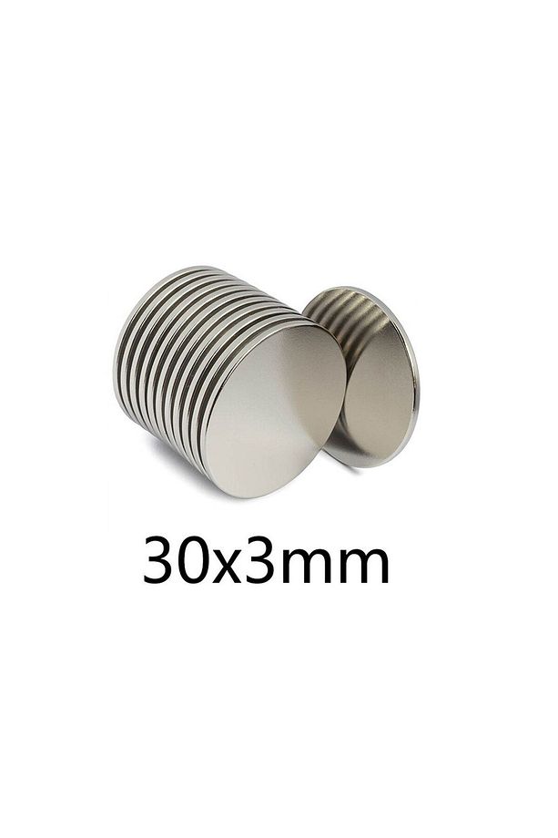 Neodyum Mıknatıs Magnet Yuvarlak 30x3 mm ( 3 cm çap - 3 mm kalınlık )  - 1 adet - 6