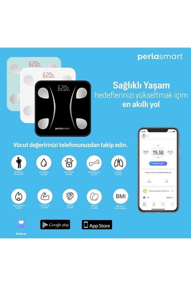 Ps01m Usb Şarjlı Led Ekranlı Vucüt Analizli Akıllı Tartı Baskül - 8