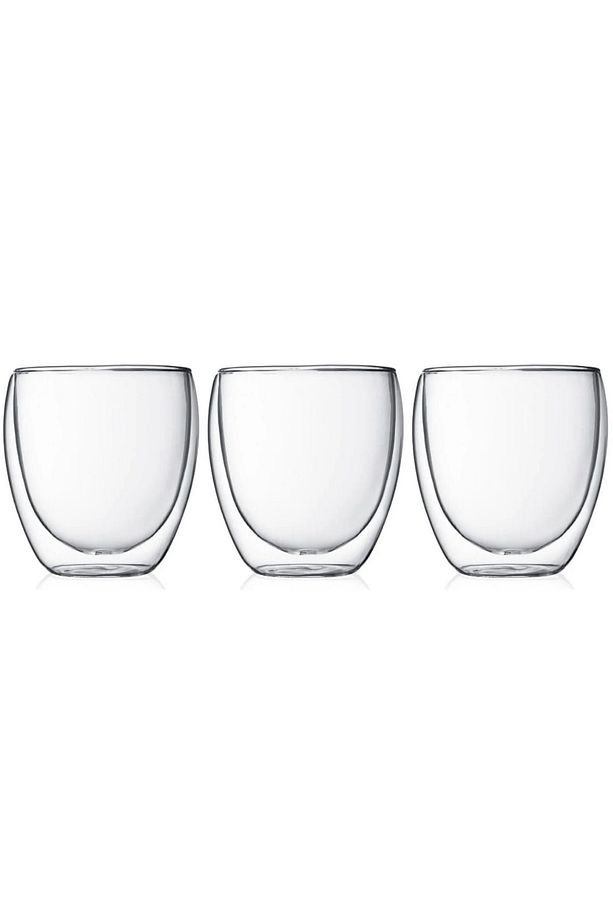 Yeni Tasarım Çift Cidarlı Borosilikat 250 ml Şeffaf Cam Bardak 3 Adet 2771 - 3