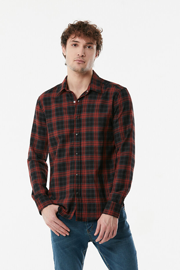 Plaid Patterned Snap Shirt - 3