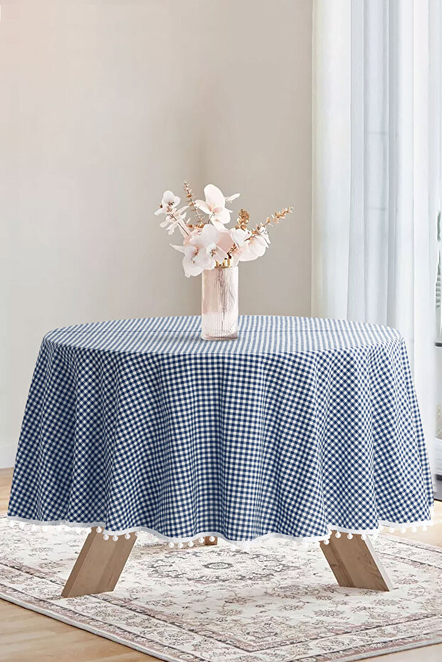 بوميل القماش القطني جولة بوم بوم مفرش المائدة القماش القطني جولة - 1