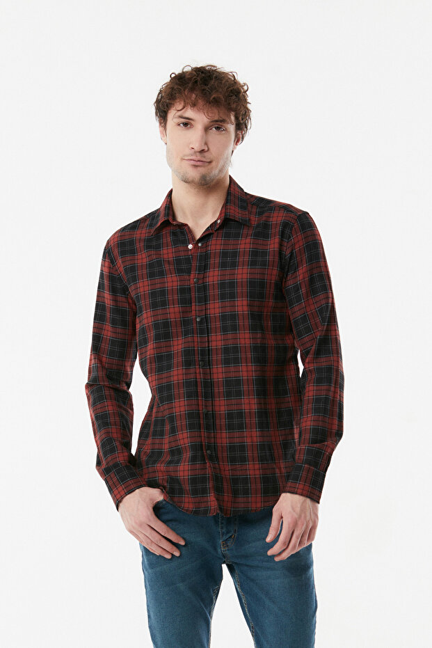 Plaid Patterned Snap Shirt - 1