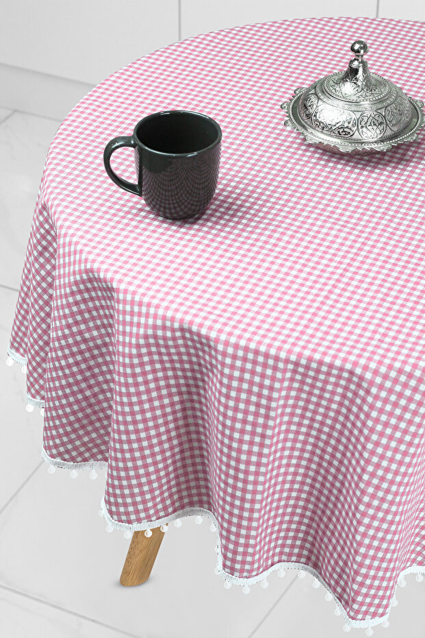 Bommel Gingham Round Pompom Tablecloth Gingham Round - 3
