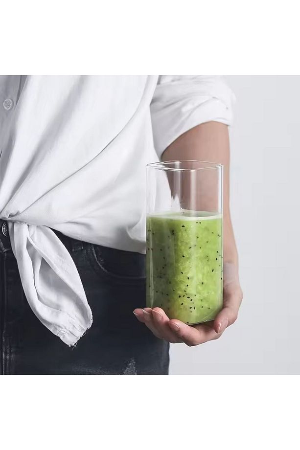 Yeni Stil Kare Cam Latte,Kahve,Meşrubat,smoothie Bardağı 450 ML 3 Adet - 5