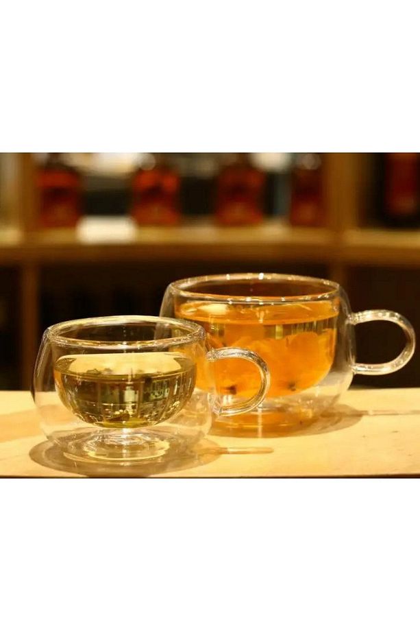 Yeni Tasarım Çift Cidarlı 200 ml Kulplu Cam Bardak, Neskafe Fincanı, Çay Kupası, 3 Adet 2673 - 8