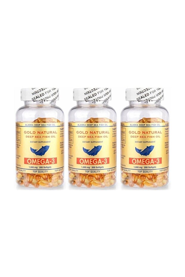 Omega 3 Balık Yağı 1000 Mg 200 Softgel X 3 Kutu 600 Softgel Abd - 1