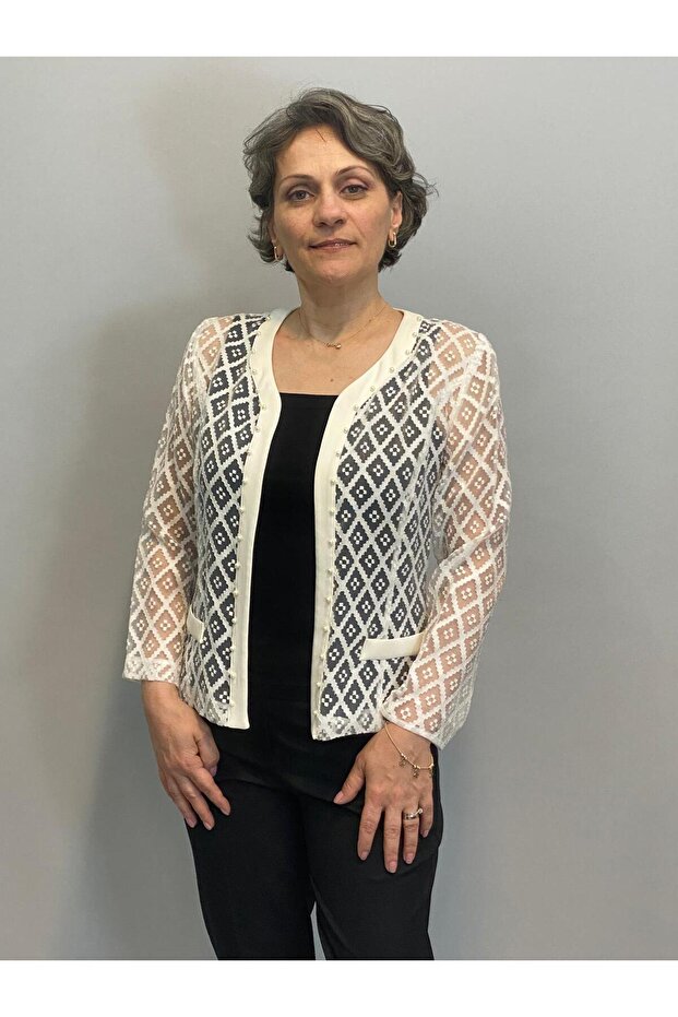 İNCİ DÜĞMELİ TÜL CEKET - 1