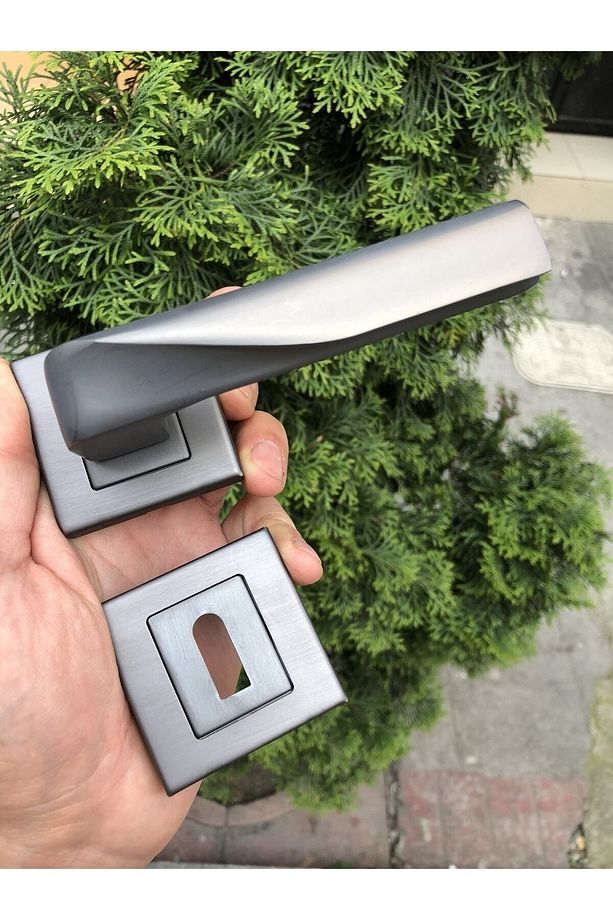 Lüx Noyan Kare Rozetli Kapı Kolu ( Oda ) Mat Andresit - 1