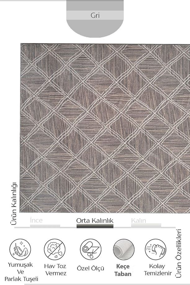 Makinede Yıkanabilir Kaymaz Taban Leke Tutmaz Salon Halısı Mutfak Halısı ve Yolluk - 6
