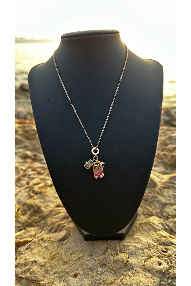 Çelik Valiz Charms Kolye - 1