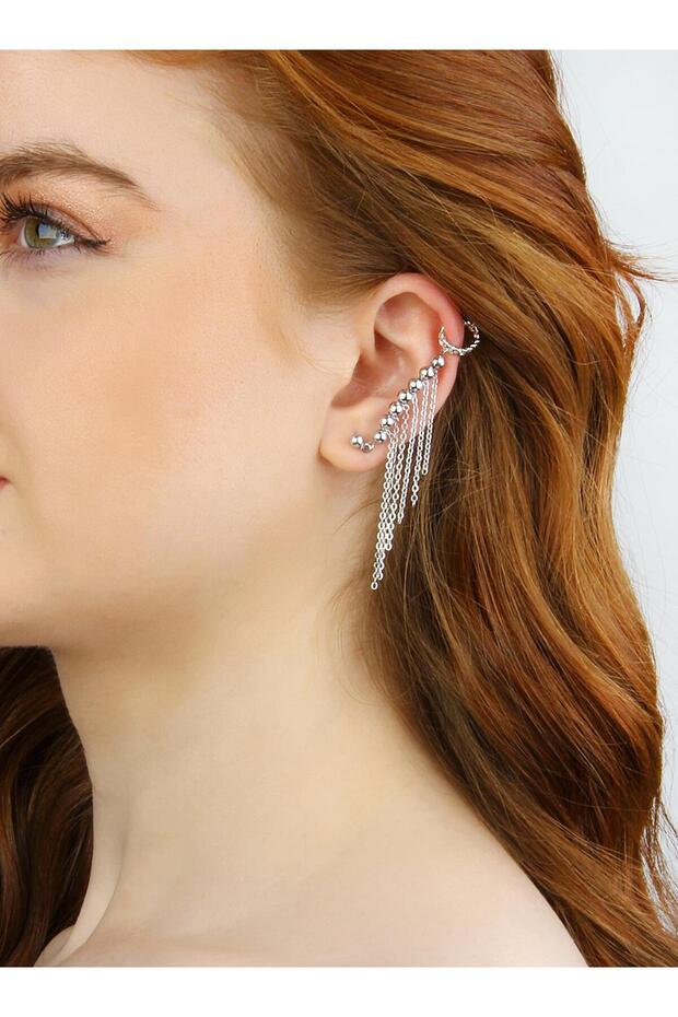 Bead String Casual Chain Earcuff Earrings - 2